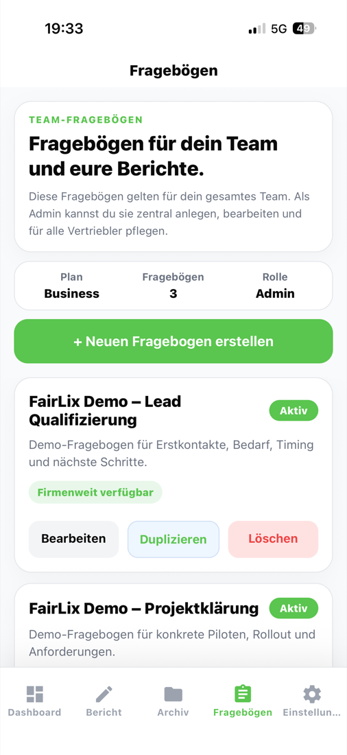 FairLix Frageb&ouml;gen