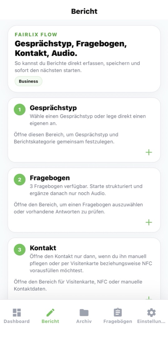 FairLix Bericht erfassen